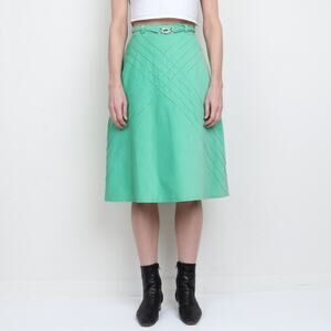 Vintage 1970s Gamin Green Corduroy Midi Skirt XS